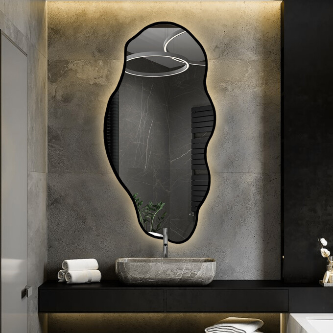 Lustro organiczne LOLIT w ramie MDF z podświetleniem LED-#0