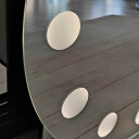 Lustro owalne LONDON piaskowane z podświetleniem LED i białą zabudową MDF-#2