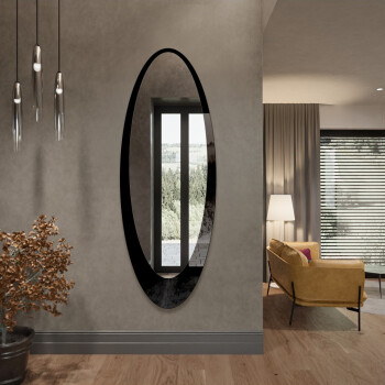 Lustro eliptyczne LONGI czarny lacobel 50x110