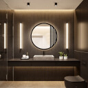 Lustro okrągłe ze szprosami LOTIS w ramie MDF z podświetleniem LED-#0