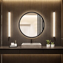 Lustro okrągłe ze szprosami LOTIS w ramie MDF z podświetleniem LED-#1