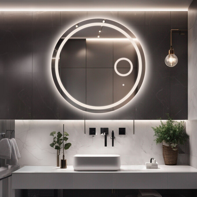 Lustro MAIA piaskowane z podświetleniem LED + lusterko ZOOM LED (fi 15) z dedykowanym włącznikiem (wg załącznika) + ŻYWOTNOŚĆ TAŚMY LED LONG LIFE 70 000 GODZ-#0