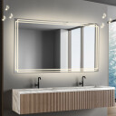 Lustro prostokątne MARLA piaskowane z podświetleniem LED  + głośnik bluetooth + ŻYWOTNOŚĆ TAŚMY LED LONG LIFE 70 000 GODZ-#1