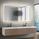 Lustro prostokątne MARLA piaskowane z podświetleniem LED  + mata antyparowa z dedykowanym włącznikiem (na środku na dole) + ŻYWOTNOŚĆ TAŚMY LED LONG LIFE 70 000 GODZ-#1