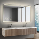 Lustro prostokątne MARLA piaskowane z podświetleniem LED  + stacja pogody (lewy dolny róg) + ŻYWOTNOŚĆ TAŚMY LED LONG LIFE 70 000 GODZ-#1