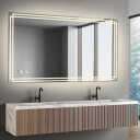 Lustro prostokątne MARLA piaskowane z podświetleniem LED  + zegar cyfrowy z czujnikiem temperatury (lewy dolny róg) + ŻYWOTNOŚĆ TAŚMY LED LONG LIFE 70 000 GODZ-#1