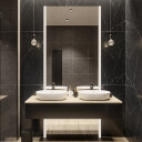 Lustro prostokątne MELA W DWÓCH CZĘŚCIACH piaskowane z podświetleniem LED-#1