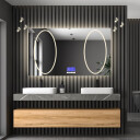 Lustro prostokątne MELISA piaskowane z podświetleniem LED II i białą zabudową MDF + panel dotykowy (na środku na dole) + ŻYWOTNOŚĆ TAŚMY LED LONG LIFE 70 000 GODZ-#1