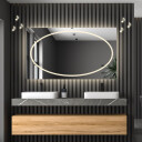 Lustro prostokątne MELISA piaskowane z podświetleniem LED i białą zabudową MDF - głośnik bluetooth + ŻYWOTNOŚĆ TAŚMY LED LONG LIFE 70 000 GODZ-#1