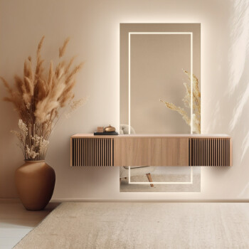 Lustro prostokątne MENA W DWÓCH CZĘŚCIACH pisakowane z podświetleniem LED 60x150