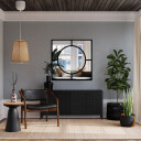 Lustro kwadratowe z loftowym kołem MERA w ramie MDF-#1