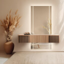 Lustro prostokątne szlifowane MERY W DWÓCH CZĘŚCIACH piaskowane z podświetleniem LED-#0