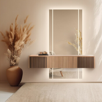 Lustro prostokątne szlifowane MERY W DWÓCH CZĘŚCIACH piaskowane z podświetleniem LED 60x150