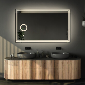 Lustro prostokątne MIA piaskowane z podświetleniem LED 120x60
 - poziom
 + lusterko ZOOM LED (fi 15) z dedykowanym włącznikiem (wg załącznika)
 + ŻYWOTNOŚĆ TAŚMY LED LONG LIFE 70 000 GODZ