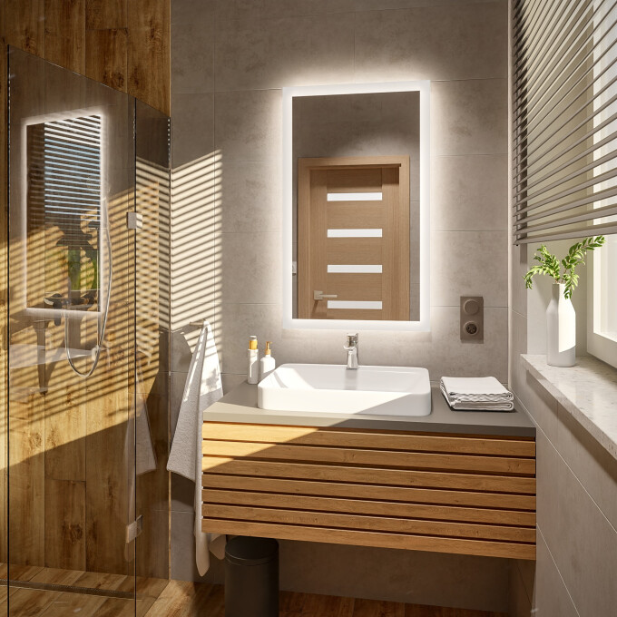 Lustro prostokątne MOIRA piaskowane z podświetleniem LED-#0