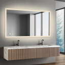 Lustro prostokątne MOIRA piaskowane z podświetleniem LED  + zegar cyfrowy z czujnikiem temperatury (lewy dolny róg) + ŻYWOTNOŚĆ TAŚMY LED LONG LIFE 70 000 GODZ-#1