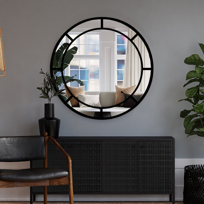 Lustro okrągłe ze szprosami MONA w ramie MDF-#0