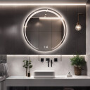 Lustro okrągłe NELA piaskowane z podświetleniem LED + zegar cyfrowy z czujnikiem temperatury (na środku na dole) + ŻYWOTNOŚĆ TAŚMY LED LONG LIFE 70 000 GODZ-#0