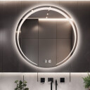 Lustro okrągłe NELA piaskowane z podświetleniem LED + zegar cyfrowy z czujnikiem temperatury (na środku na dole) + ŻYWOTNOŚĆ TAŚMY LED LONG LIFE 70 000 GODZ-#1