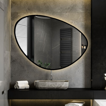 Lustro organiczne OBSYDIAN białe w ramie MDF z podświetleniem LED 92x70 dxf