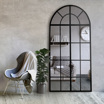 Lustro półowalne ze szprosami OKNO I białe w ramie MDF 70x170