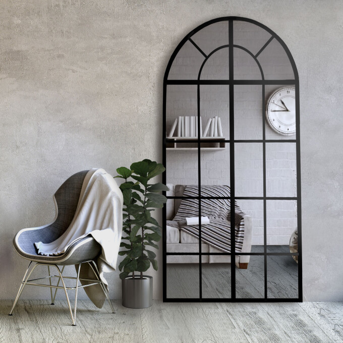 Lustro półowalne ze szprosami OKNO I w ramie MDF-#0