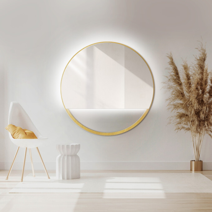 Lustro okrągłe OLENA w ramie MDF SLIM z podświetleniem LED-#0