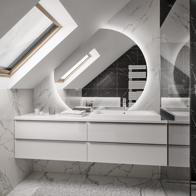 Lustro okrągłe OLGA ze ściętymi bokami z podświetleniem LED-#0