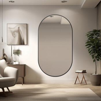 Lustro owalne OLI czarne w ramie MDF SLIM 50x100