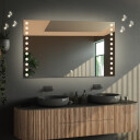 Lustro prostokątne OLIWIA piaskowane z podświetleniem LED  + głośnik bluetooth + włącznik dotykowy (na środku na dole) + ŻYWOTNOŚĆ TAŚMY LED LONG LIFE 70 000 GODZ-#1