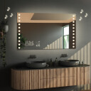 Lustro prostokątne OLIWIA piaskowane z podświetleniem LED  + stacja pogody (lewy dolny róg) + głośnik bluetooth + włącznik dotykowy (na środku na dole) + ŻYWOTNOŚĆ TAŚMY LED LONG LIFE 70 000 GODZ-#1