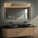 Lustro prostokątne OLIWIA piaskowane z podświetleniem LED  + stacja pogody (lewy dolny róg) + ŻYWOTNOŚĆ TAŚMY LED LONG LIFE 70 000 GODZ-#1