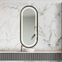 Lustro owalne OSKAR w ramie MDF piaskowane z podświetleniem LED III-#1