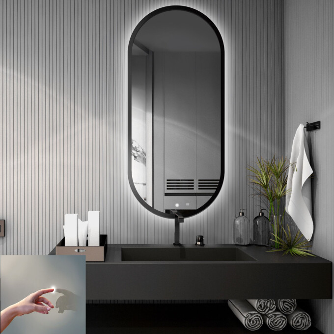 Lustro owalne OSKAR w ramie MDF z podświetleniem LED
 + włącznik dotykowy (na środku na dole)
 + ŻYWOTNOŚĆ TAŚMY LED LONG LIFE 70 000 GODZ-#0