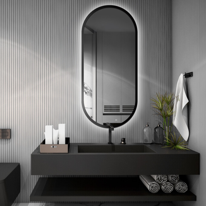 Lustro owalne OSKAR w ramie MDF z podświetleniem LED-#0