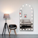 Lustro półowalne OSLO piaskowane z podświetleniem LED i białą zabudową MDF-#1