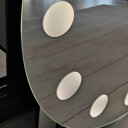 Lustro półowalne OSLO piaskowane z podświetleniem LED i białą zabudową MDF-#2