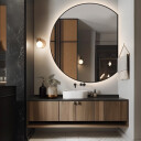 Lustro okrągłe OTTO ŚCIĘTY BOK w ramie MDF z podświetleniem LED-#0