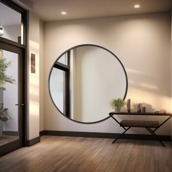 Lustro okrągłe OTTO srebrne w ramie MDF fi 100