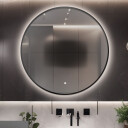 Lustro okrągłe OTYLIA w ramie MDF SLIM z podświetleniem LED + mata antyparowa z dedykowanym włącznikiem dotykowym (na środku na dole) + ŻYWOTNOŚĆ TAŚMY LED LONG LIFE 70 000 GODZ-#1