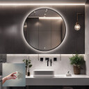 Lustro okrągłe OTYLIA w ramie MDF SLIM z podświetleniem LED + włącznik dotykowy (na środku na dole) + ŻYWOTNOŚĆ TAŚMY LED LONG LIFE 70 000 GODZ-#0