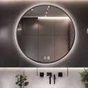 Lustro okrągłe OTYLIA w ramie MDF SLIM z podświetleniem LED + zegar cyfrowy z czujnikiem temperatury (na środku na dole) + ŻYWOTNOŚĆ TAŚMY LED LONG LIFE 70 000 GODZ-#1