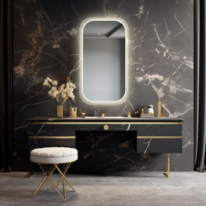 Lustro PAOLO piaskowane z podświetleniem LED-#0