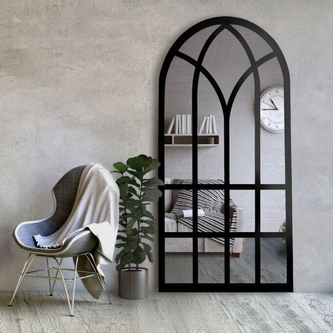 Lustro półowalne ze szprosami RAMONA w ramie MDF-#0