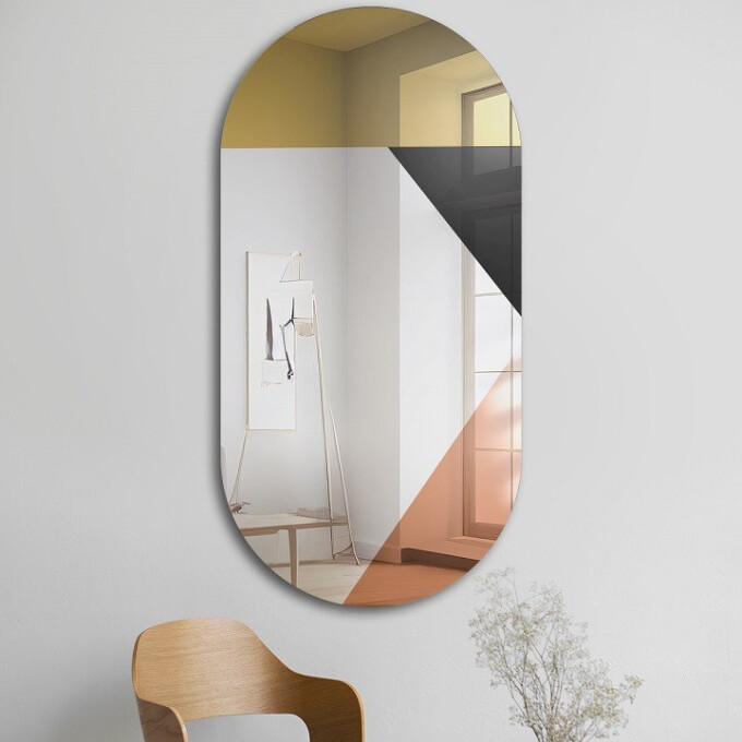 Lustro owalne RIO złoto miedziane z czarnym lacobelem-#0