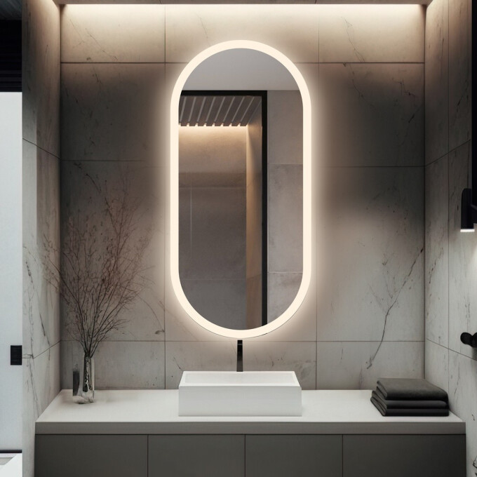Lustro owalne ROMI piaskowane z podświetleniem LED-#0