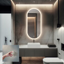 Lustro owalne ROMI piaskowane z podświetleniem LED
 + włącznik dotykowy (na środku na dole)
 + ŻYWOTNOŚĆ TAŚMY LED LONG LIFE 70 000 GODZ-#0