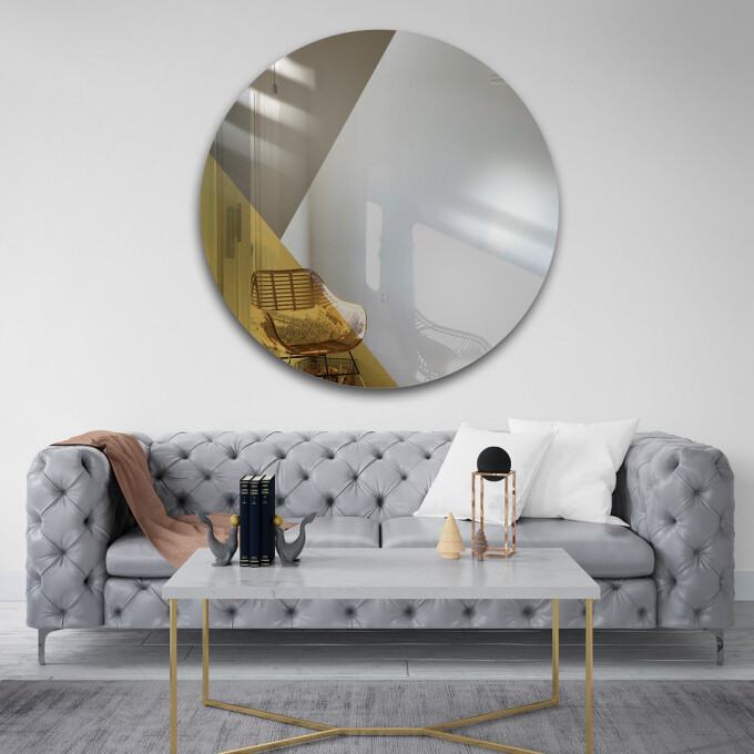 Lustro okrągłe RONI złoto brązowe-#0