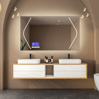 Lustro prostokątne SOFIA piaskowane z podświetleniem LED 120x60 - poziom + panel dotykowy (lewy dolny róg) + ŻYWOTNOŚĆ TAŚMY LED LONG LIFE 70 000 GODZ