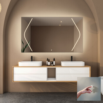 Lustro prostokątne SOFIA piaskowane z podświetleniem LED 120x60 - poziom + włącznik dotykowy na środku na dole + ŻYWOTNOŚĆ TAŚMY LED LONG LIFE 70 000 GODZ